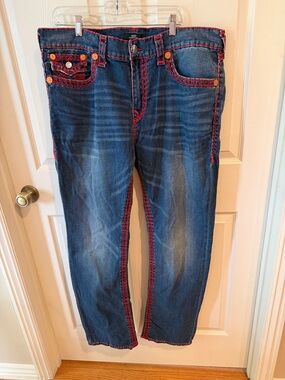 True Religion Ricky Relaxed Straight Denim Jeans Sz 40.  New. Box13